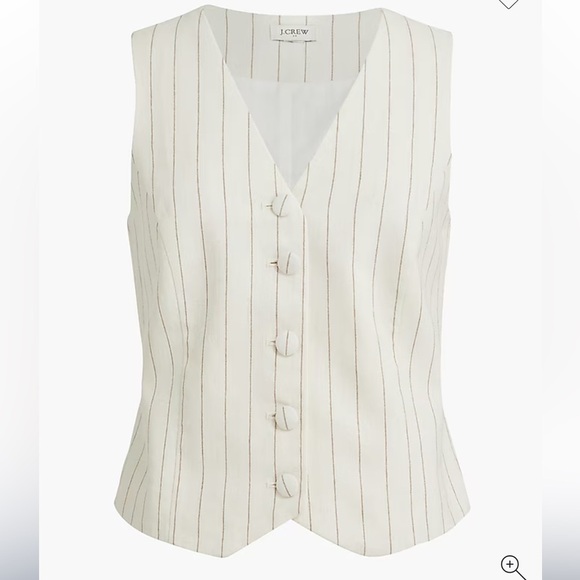 NWT’ J.Crew Striped linen-blend vest. Size 0 - Picture 1 of 6